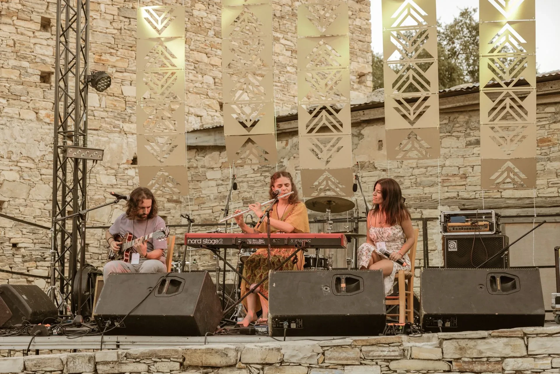 Ezgi with Island Seeds bandmates at Fengaros Music Village 2024